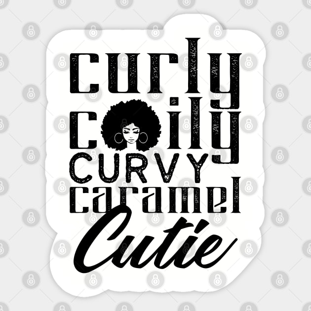 Curly Coily curvy Caramel Cutie Sticker by UrbanLifeApparel